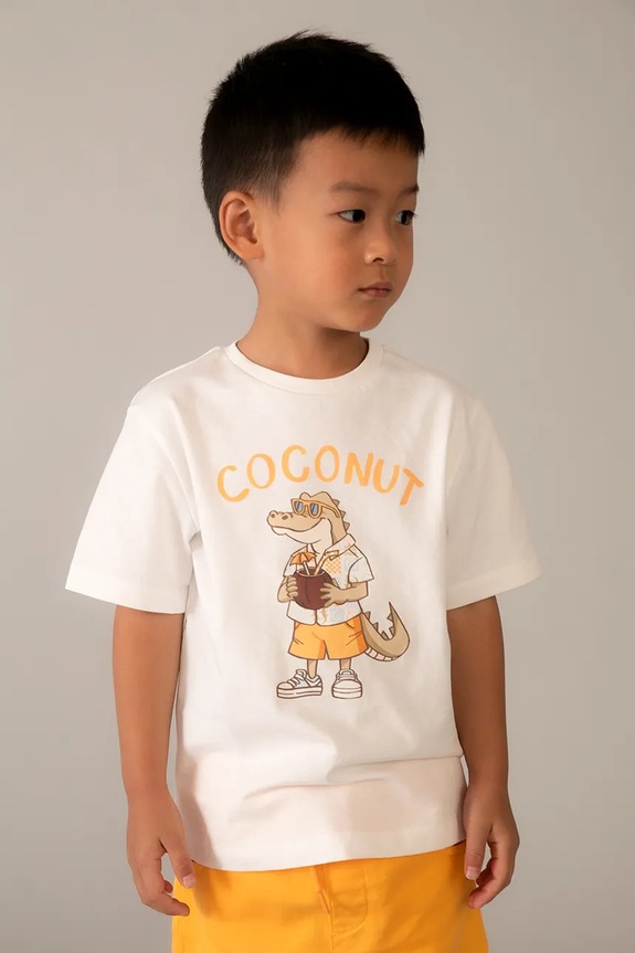 Mayoral t-shirt bawełniany dziecięcy 3062.5D.Mini.PPY2 beżowy