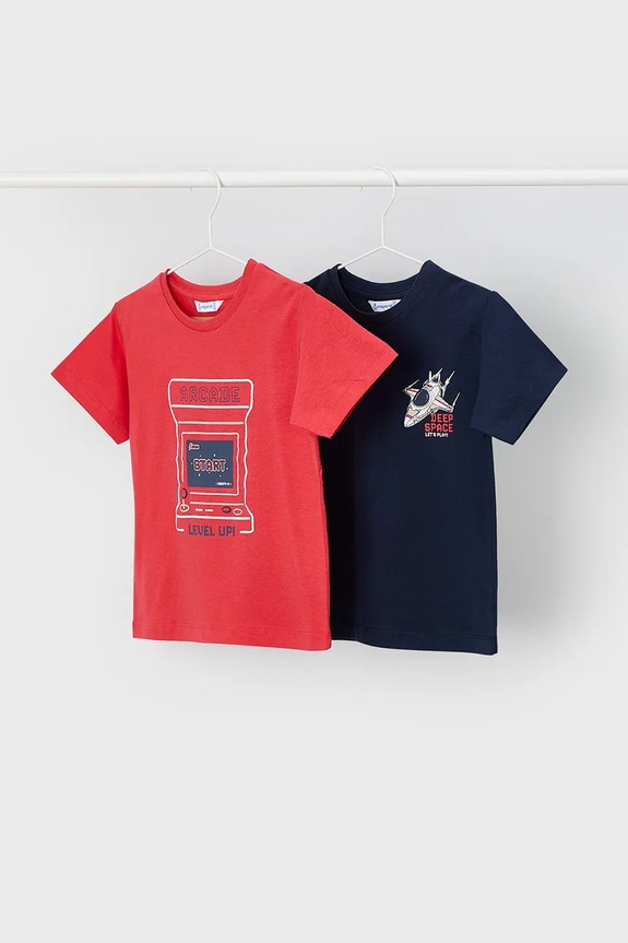 Mayoral t-shirt bawełniany dziecięcy 2-pack 3063.5D.Mini.PPY2 granatowy SS26