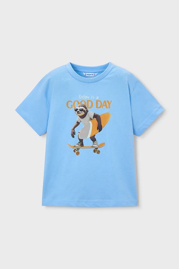 Mayoral tricou de bumbac pentru copii print albastru 3064.5D.Mini.PPY2