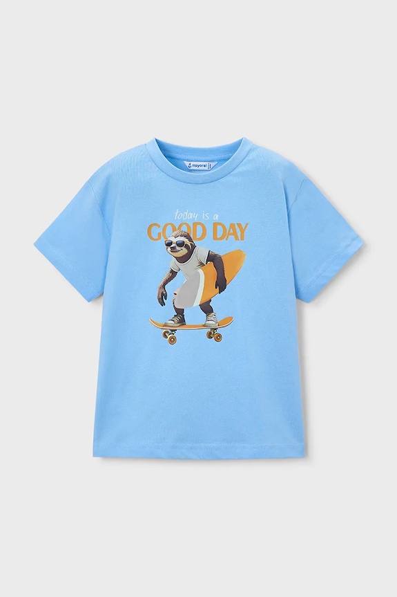 Mayoral tricou de bumbac pentru copii print albastru 3064.5D.Mini.PPY2