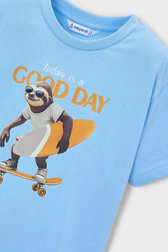 Băieți Mayoral tricou de bumbac pentru copii 3064.5D.Mini.PPY2 albastru