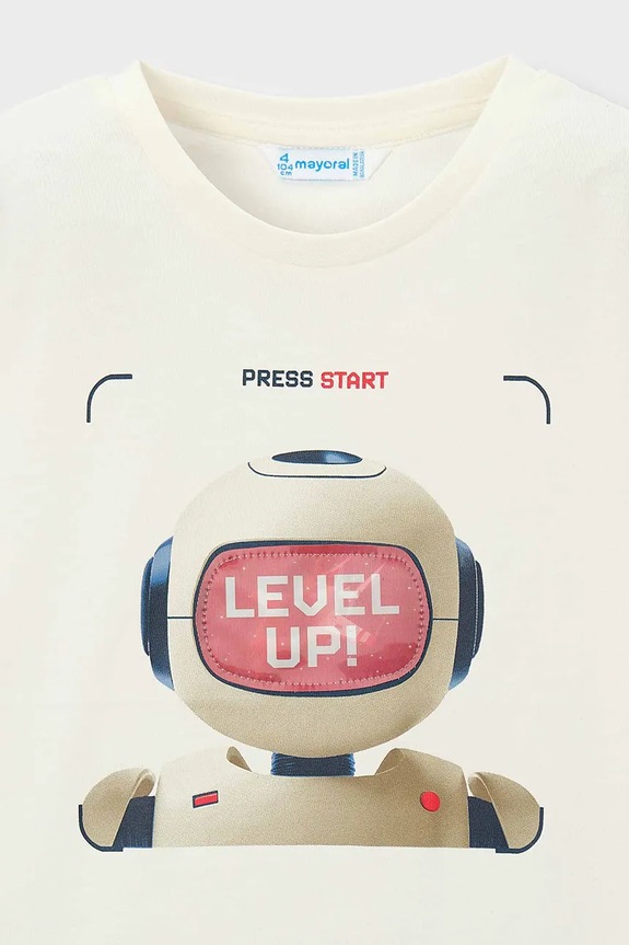 Mayoral t-shirt bawełniany dziecięcy beżowy 3065.5E.Mini.PPY2