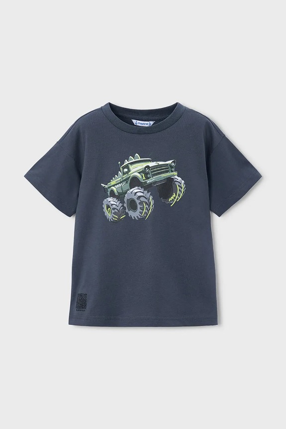 Mayoral t-shirt bawełniany dziecięcy nadruk granatowy 3069.5F.Mini.PPY2