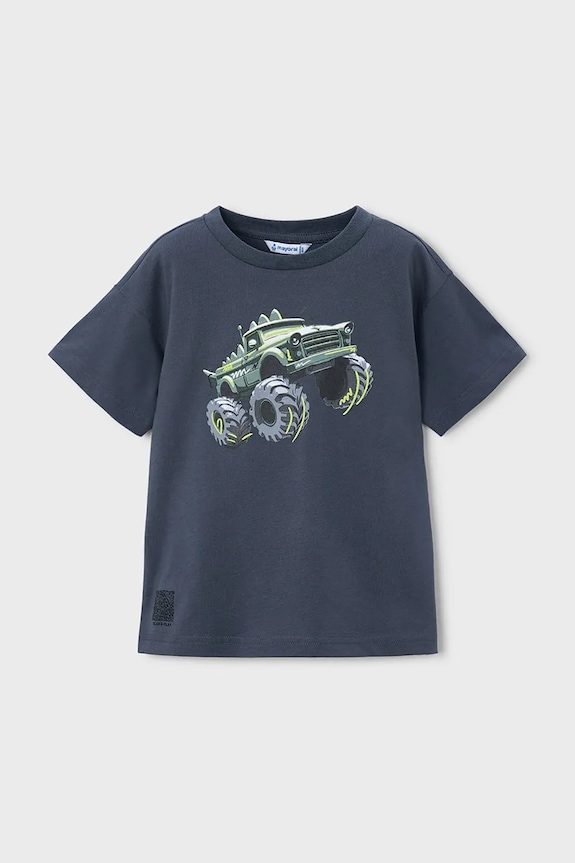 Mayoral t-shirt bawełniany dziecięcy nadruk granatowy 3069.5F.Mini.PPY2