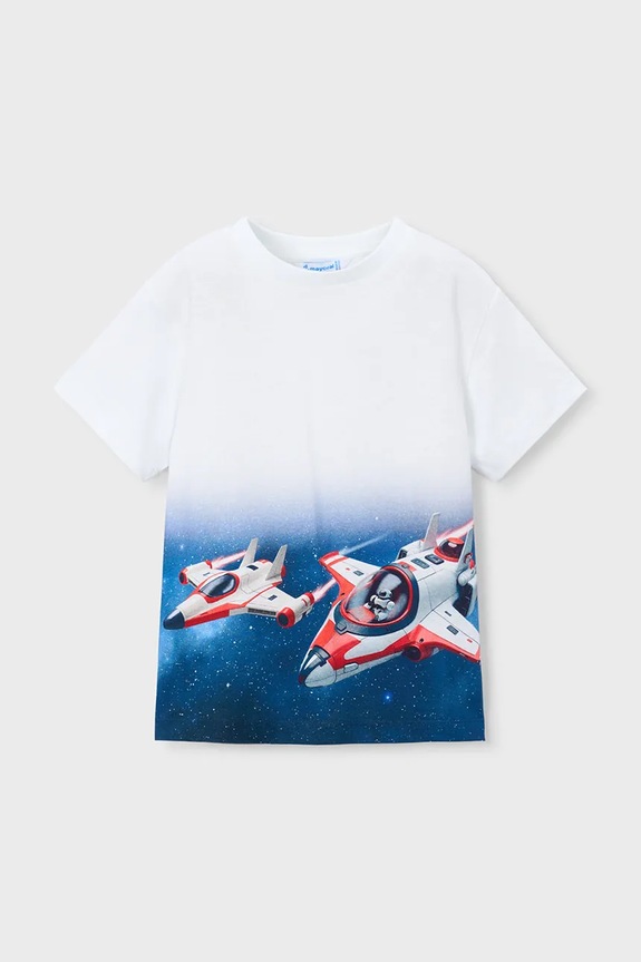Mayoral tricou de bumbac pentru copii print alb 3071.5F.Mini.PPY2