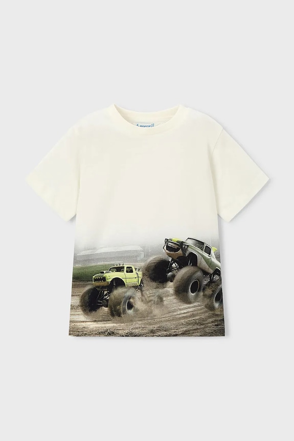 Mayoral tricou de bumbac pentru copii 3071.5F.Mini.PPY2 alb SS26