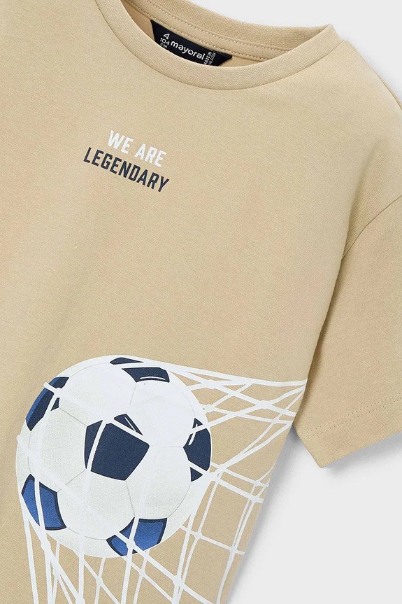 Mayoral t-shirt bawełniany dziecięcy beżowy 3073.5G.Mini.PPY2