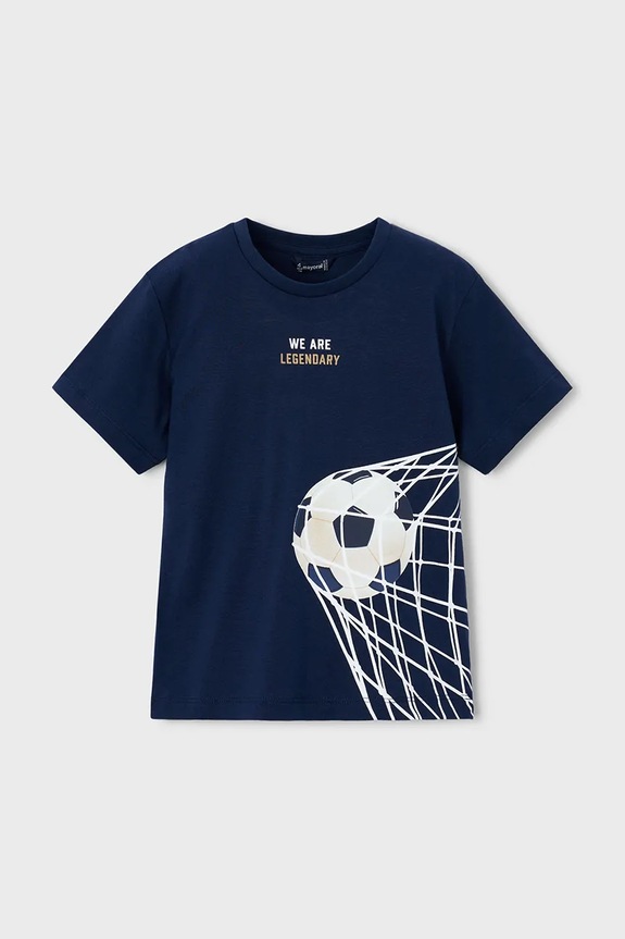 Mayoral t-shirt bawełniany dziecięcy nadruk granatowy 3073.5G.Mini.PPY2