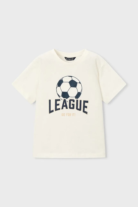 Mayoral t-shirt bawełniany dziecięcy 3074.5G.Mini.PPY2 beżowy SS26