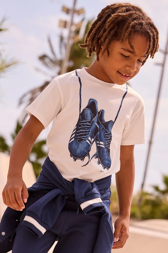 Mayoral t-shirt bawełniany dziecięcy nadruk biały 3075.5G.Mini.PPY2