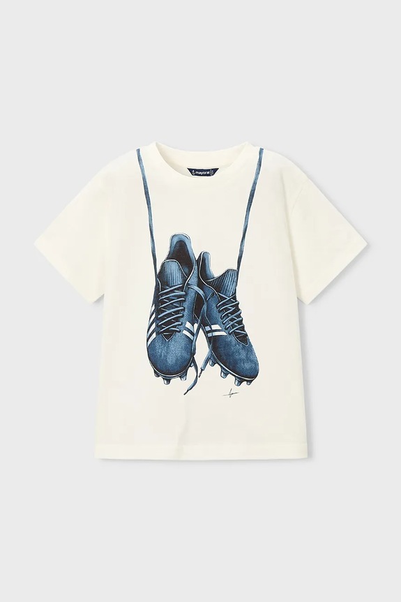 Mayoral t-shirt bawełniany dziecięcy 3075.5G.Mini.PPY2 biały SS26