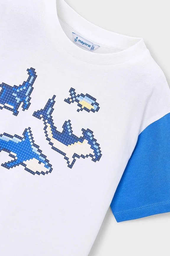 Мальчик Детская хлопковая футболка Mayoral 3076.5H.Mini.PPY2 белый