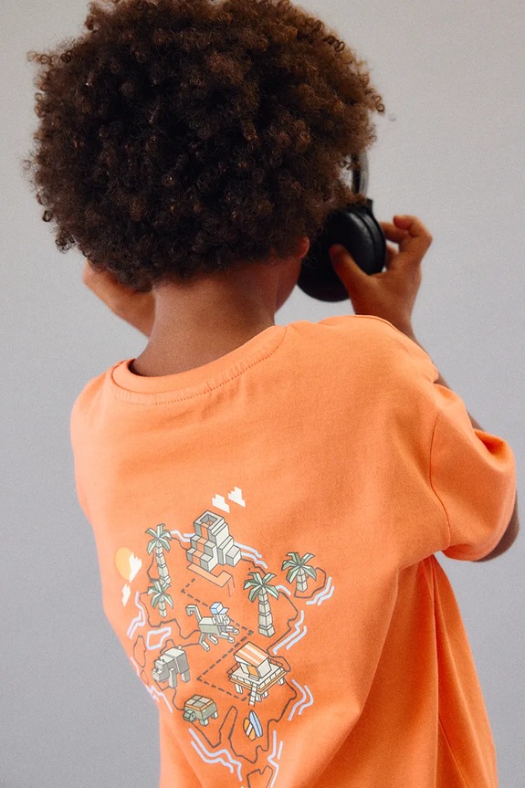 Mayoral t-shirt bawełniany dziecięcy 3078.5H.Mini.PPY2 pomarańczowy