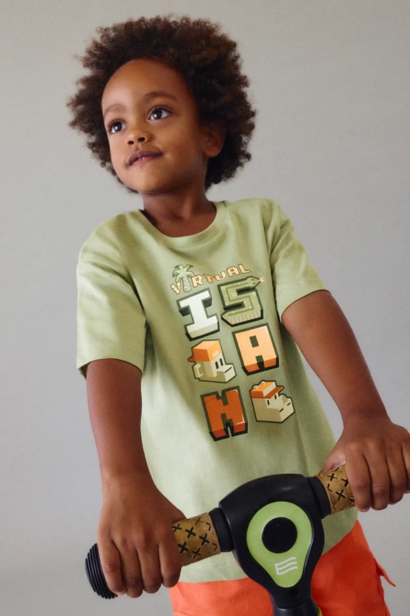 Mayoral t-shirt bawełniany dziecięcy nadruk zielony 3078.5H.Mini.PPY2