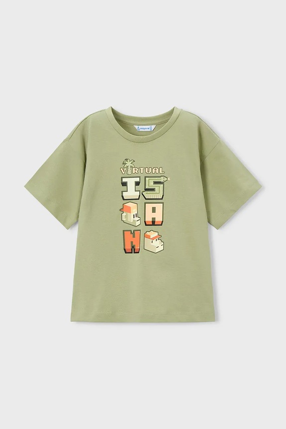 Mayoral t-shirt bawełniany dziecięcy 3078.5H.Mini.PPY2 zielony SS26