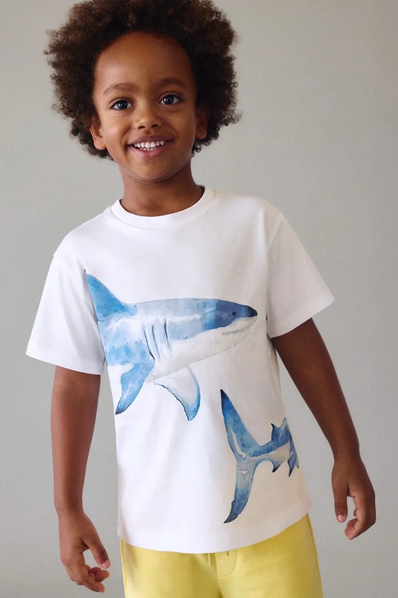 Mayoral t-shirt bawełniany dziecięcy nadruk biały 3080.5J.Mini.PPY2