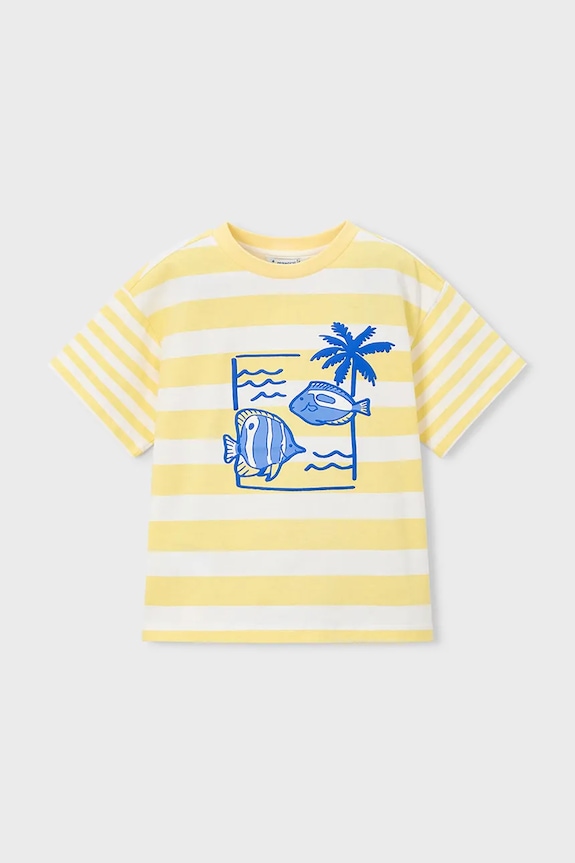 Mayoral t-shirt bawełniany dziecięcy 3082.5J.Mini.PPY2 żółty SS26