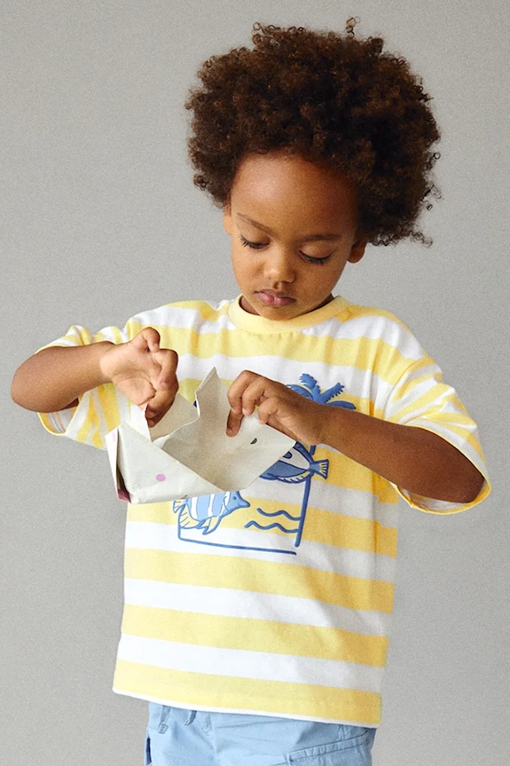 Mayoral t-shirt bawełniany dziecięcy 3082.5J.Mini.PPY2 żółty