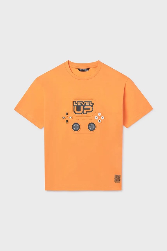 Mayoral t-shirt bawełniany dziecięcy 6037.7F.Junior.PPY2 pomarańczowy SS26