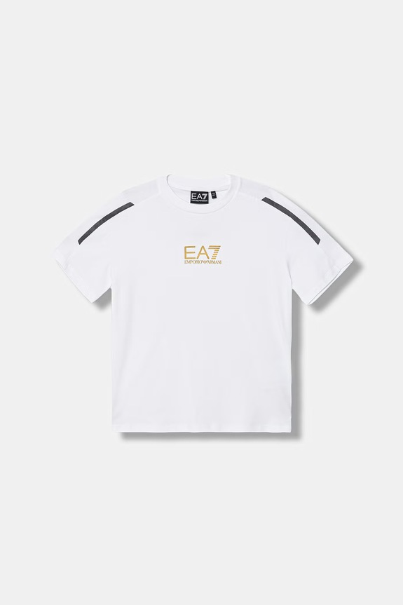 EA7 Emporio Armani T-shirt dziecięcy bawełniany z elastanem biały 7B000268.AF10373