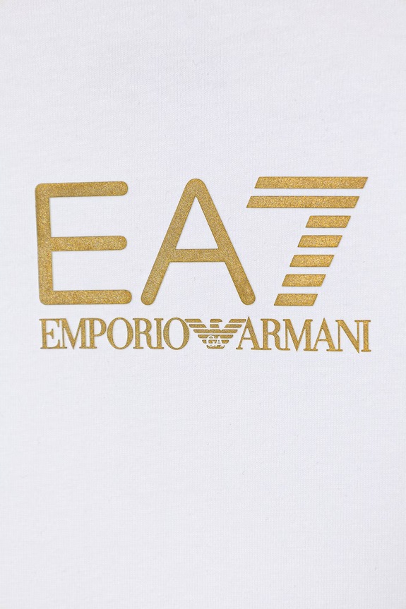 Chłopiec EA7 Emporio Armani T-shirt dziecięcy bawełniany z elastanem 7B000268.AF10373 biały