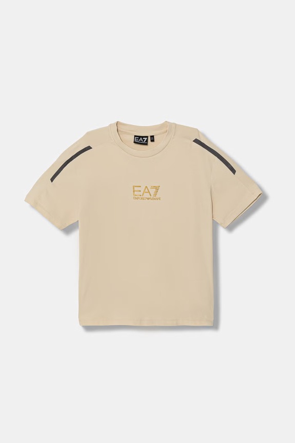 EA7 Emporio Armani t-shirt παιδικό βαμβάκι με ελαστάν μπεζ 7B000268.AF10373