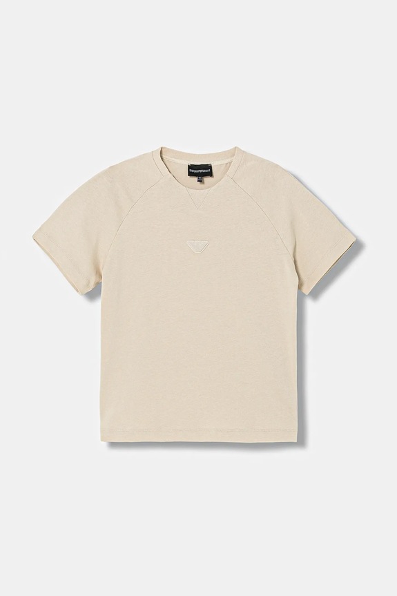 Emporio Armani tricou de bumbac pentru copii EB000943.AF13715 bej SS26