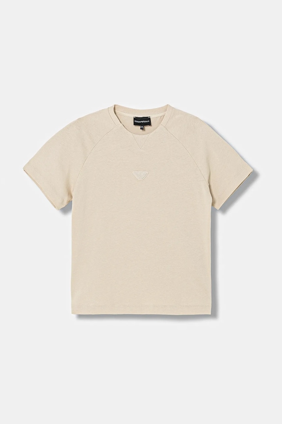 Emporio Armani tricou de bumbac pentru copii EB000943.AF13715 bej SS26