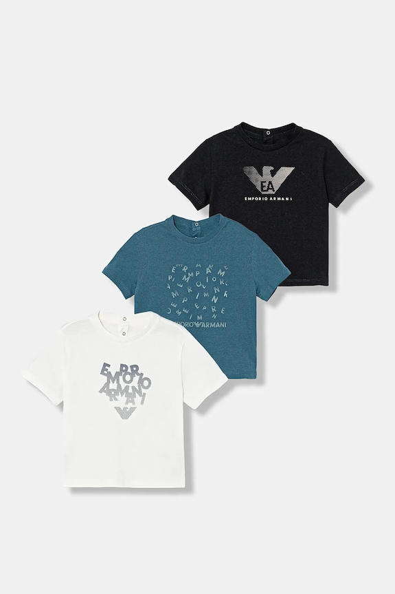 Emporio Armani tricou din bumbac pentru bebeluși 3-pack print turcoaz EB001324.AF14503