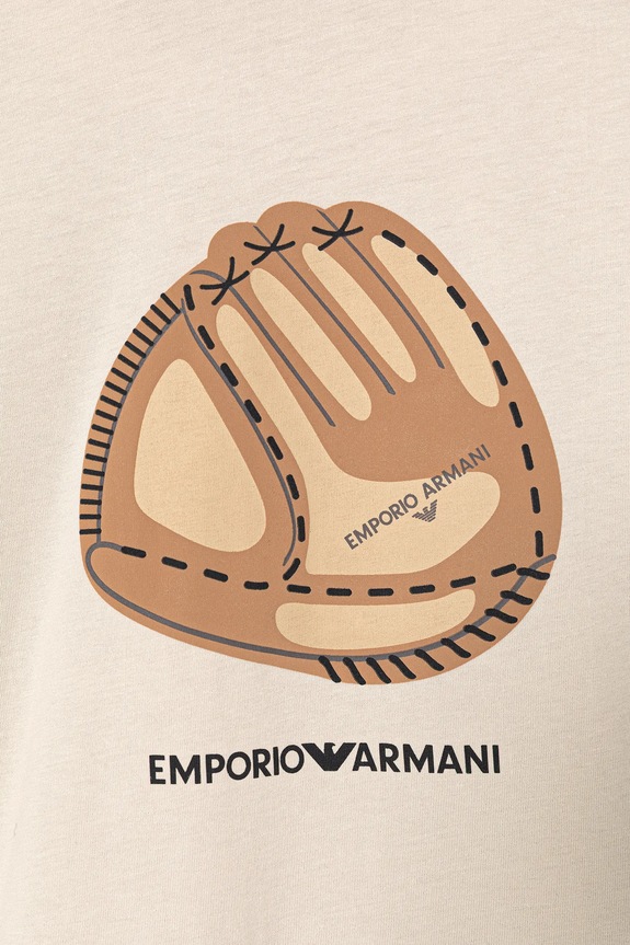 Chlapec Detské bavlnené tričko Emporio Armani EB001344.AF14503 béžová