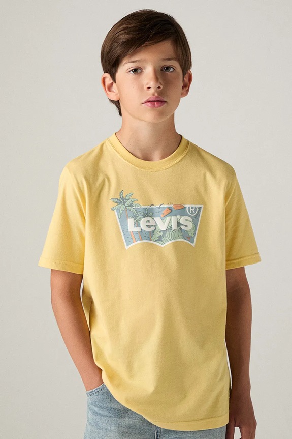 Otroška kratka majica Levi's HIGH TIDE BATWING TEE Potisk rumena 8EP611