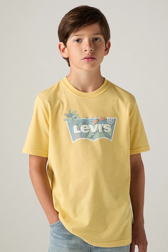 Otroška kratka majica Levi's HIGH TIDE BATWING TEE Potisk rumena 8EP611