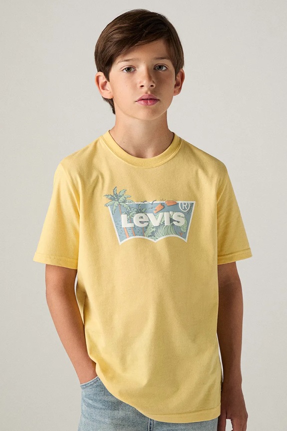 Otroška kratka majica Levi's HIGH TIDE BATWING TEE Potisk rumena 9EP611