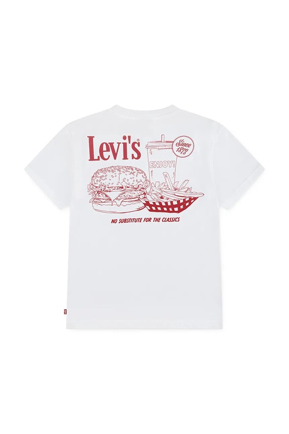 Αγορίστικα Παιδικό μπλουζάκι Levi's BURGER MEAL TEE 9ER096 λευκό