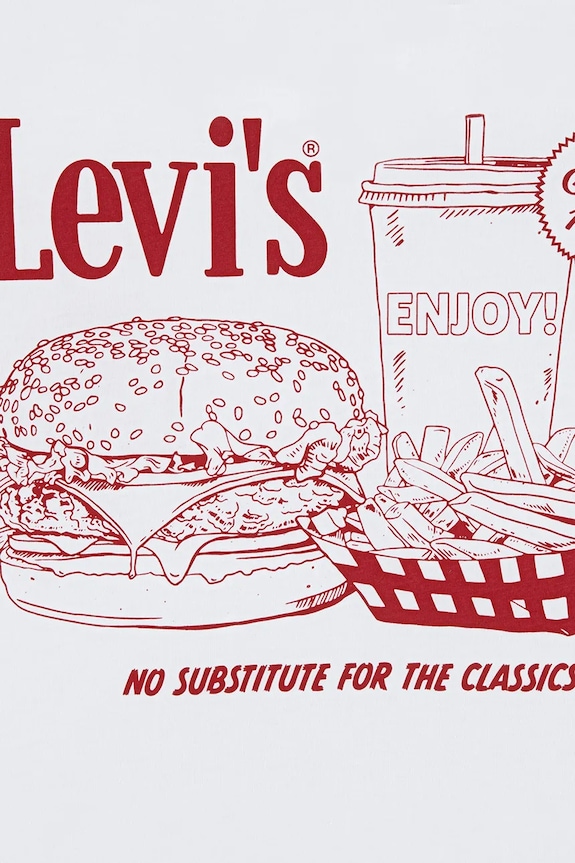 Παιδικό μπλουζάκι Levi's BURGER MEAL TEE 9ER096 λευκό