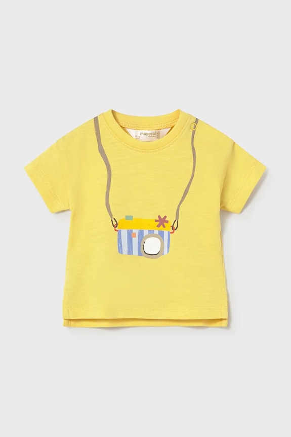 Mayoral Newborn t-shirt bawełniany niemowlęcy 2-pack 1074.1P.Newborn.PPY2 żółty SS26