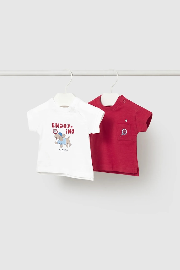 Mayoral Newborn tricou din bumbac pentru bebeluși 2-pack print rosu 1074.1P.Newborn.PPY2