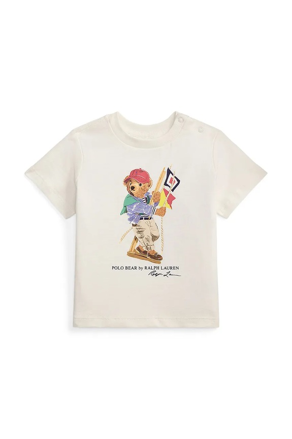 Dětské bavlněné tričko Polo Ralph Lauren kulatý bílá 320A12428002
