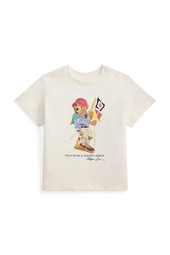 Dětské bavlněné tričko Polo Ralph Lauren kulatý bílá 320A12428002