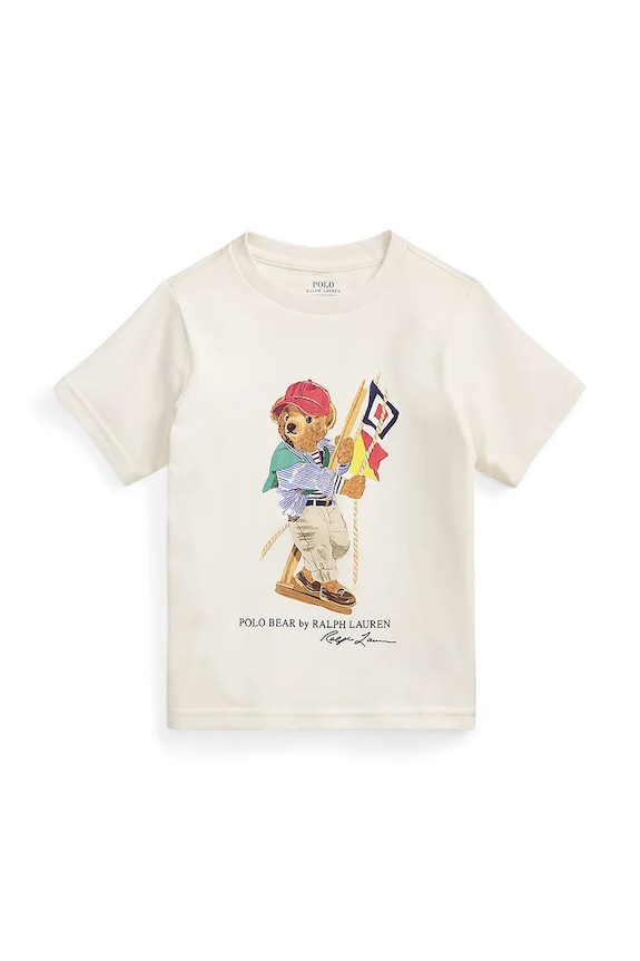 Παιδικό βαμβακερό μπλουζάκι Polo Ralph Lauren στάμπα λευκό 322A12428002