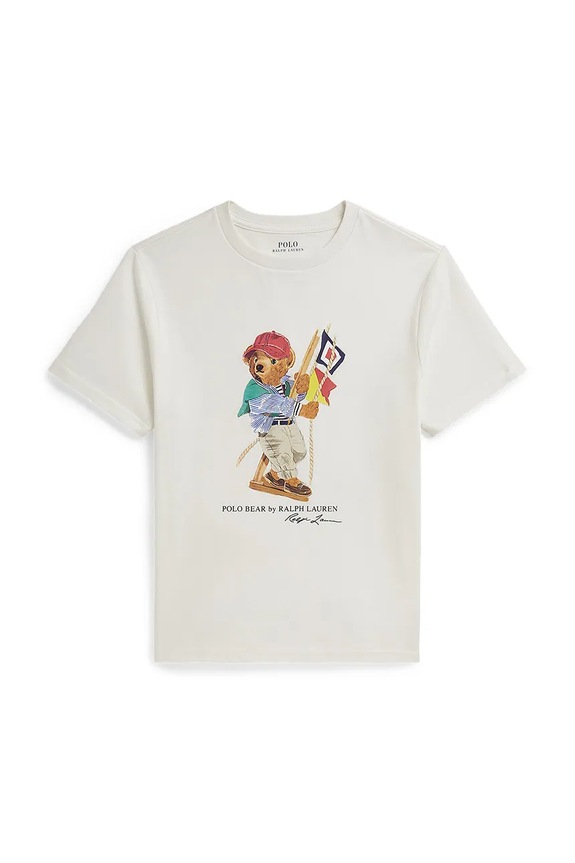Παιδικό βαμβακερό μπλουζάκι Polo Ralph Lauren στάμπα λευκό 323A12428001
