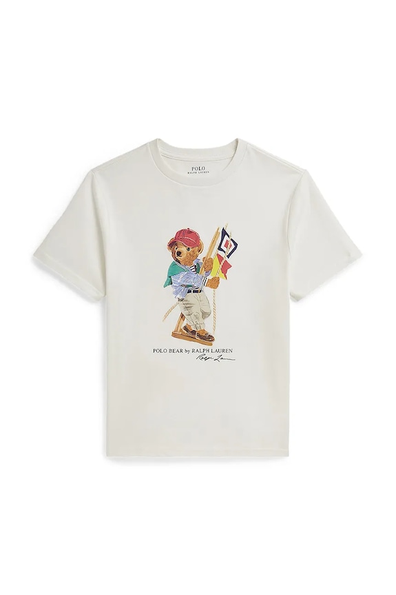 Παιδικό βαμβακερό μπλουζάκι Polo Ralph Lauren στάμπα λευκό 323A12428001
