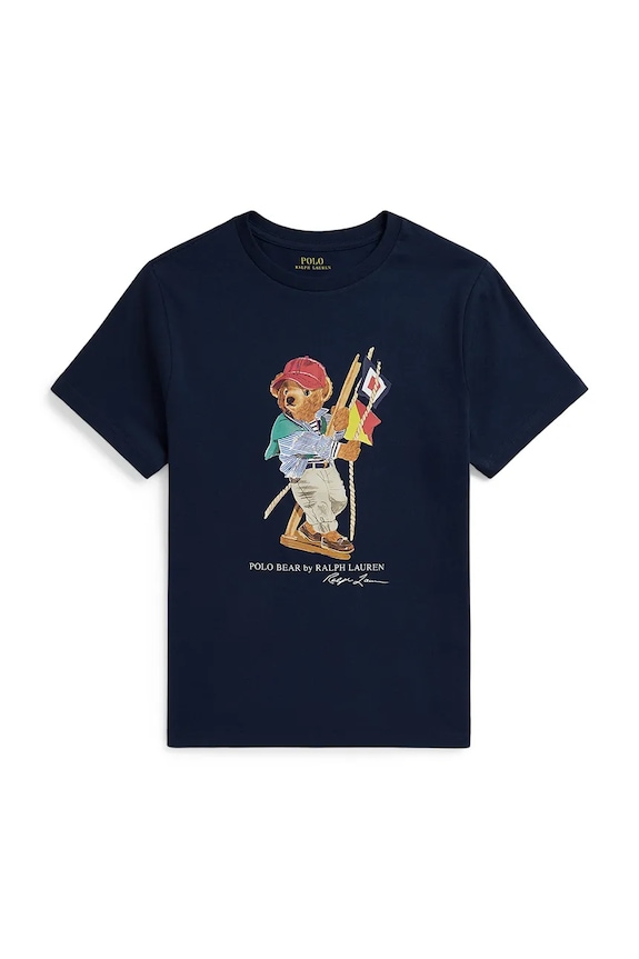 Παιδικό βαμβακερό μπλουζάκι Polo Ralph Lauren στάμπα σκούρο μπλε 323A12428002