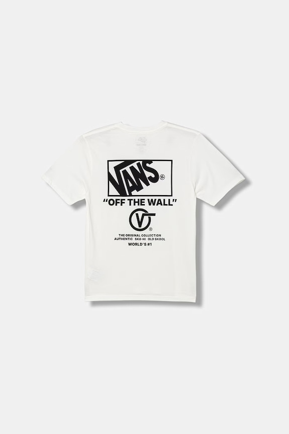 Vans t-shirt bawełniany dziecięcy nadruk biały VN000TBAWHT1