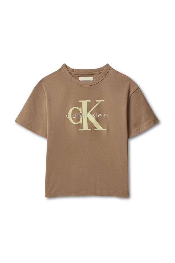 Calvin Klein Jeans tricou copii din bumbac LVCKSJA03B.128.176.PPY2 maro SS26