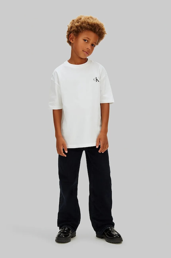 Calvin Klein Jeans T-shirt dziecięcy bawełniany biały LVCKSJA05B.128.176.PPY2