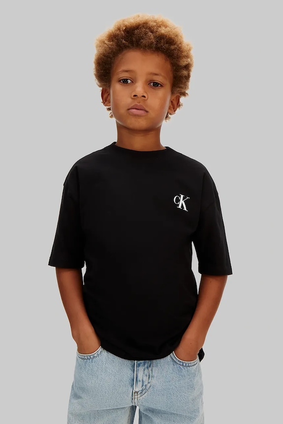 Chłopiec Calvin Klein Jeans T-shirt dziecięcy bawełniany LVCKSJA05B.128.176.PPY2 czarny