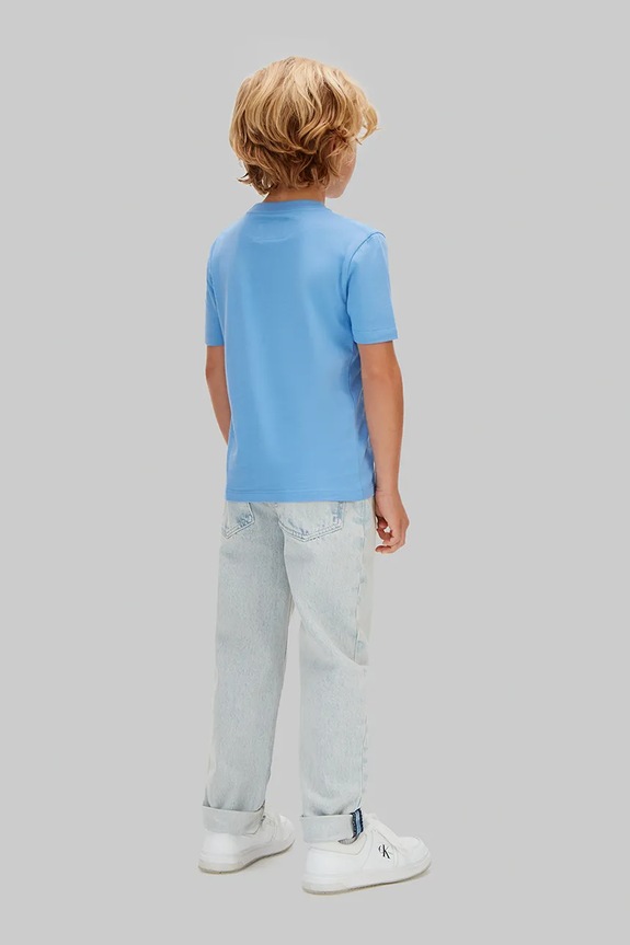 Calvin Klein Jeans T-shirt dziecięcy bawełniany niebieski LVCKSJA07B.128.176.PPY2