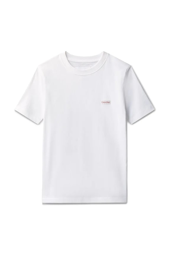 Calvin Klein Jeans T-shirt dziecięcy bawełniany LVCKSJA08B.104.116.PPY2 biały SS26