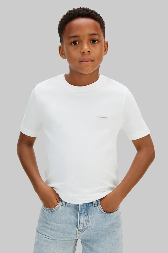 Calvin Klein Jeans T-shirt dziecięcy bawełniany biały LVCKSJA08B.128.176.PPY2